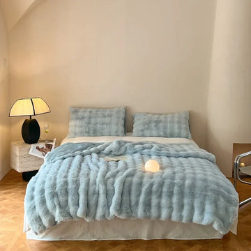 Luxury faux fur Blanket home bed linen Bubble Fleece Knee blanket bed Plaid plush sofa blankets for winter Bedspread on the bed